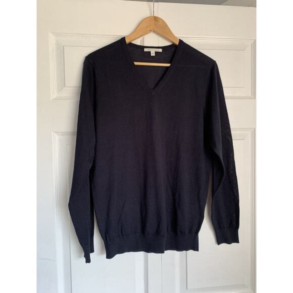 Uniqlo Merino Wool Cashmere Navy Crewneck Sweater‎ Men's Large Minimalist Basics